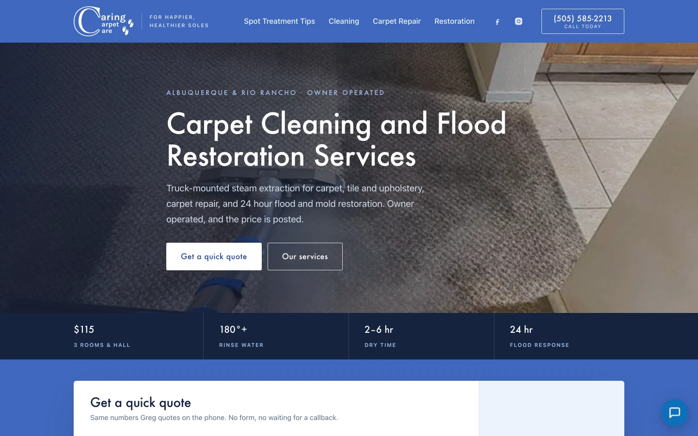 Caring Carpet Care website